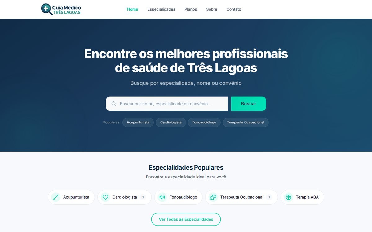 Guia Médico Três Lagoas — página inicial